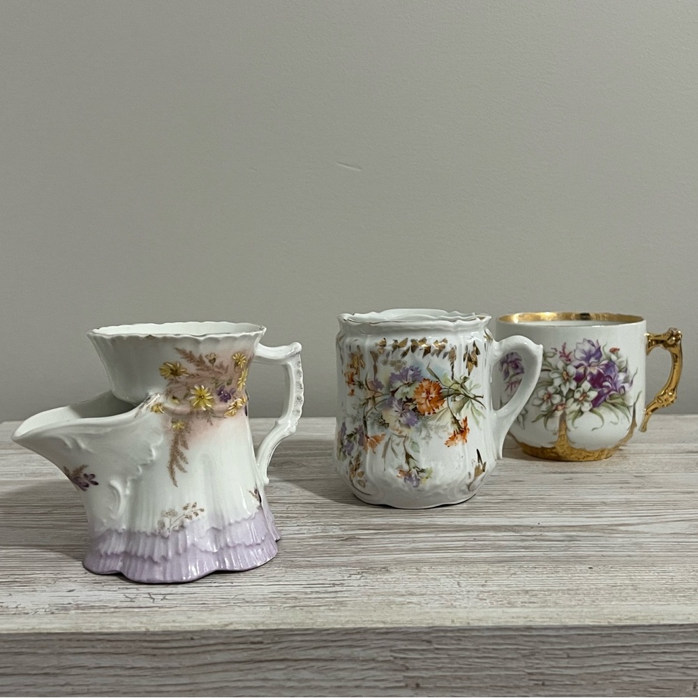 Vintage Hand Painted Shaving Mug Lot of 3, Germany, Early 1900’s